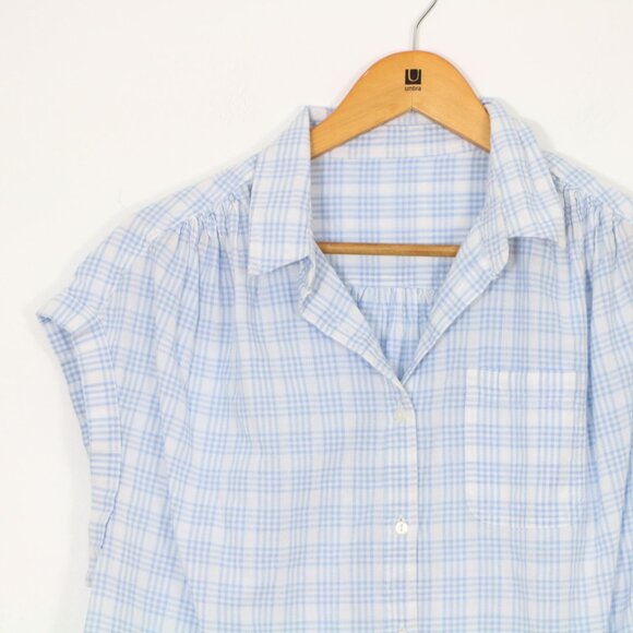 *White & Blue Gingham Blouse - Picture 3 of 8